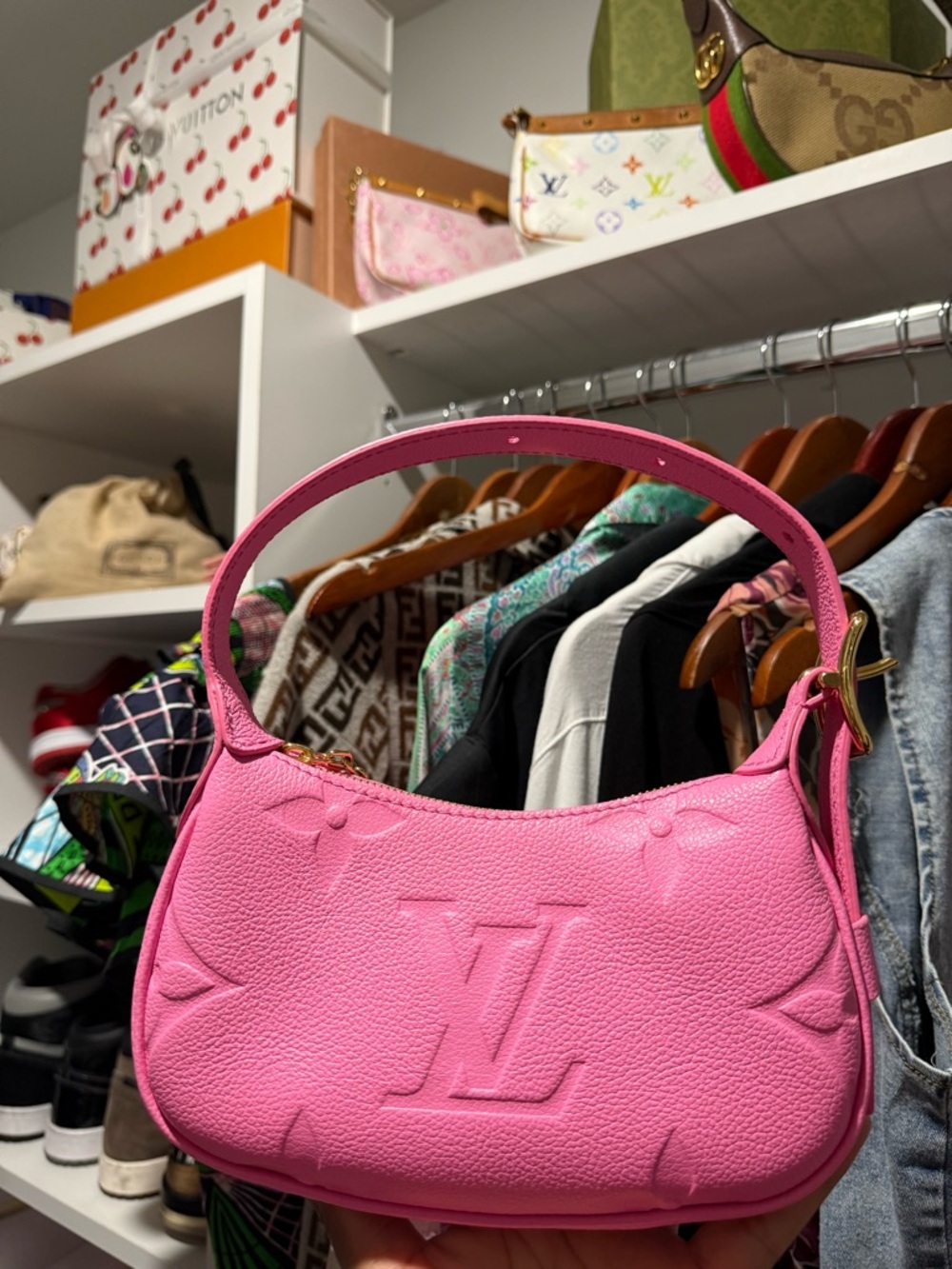 Louis Vuitton Pink Empreinte Leather Mini Moon Shoulder Bag - Picture 2 of 6